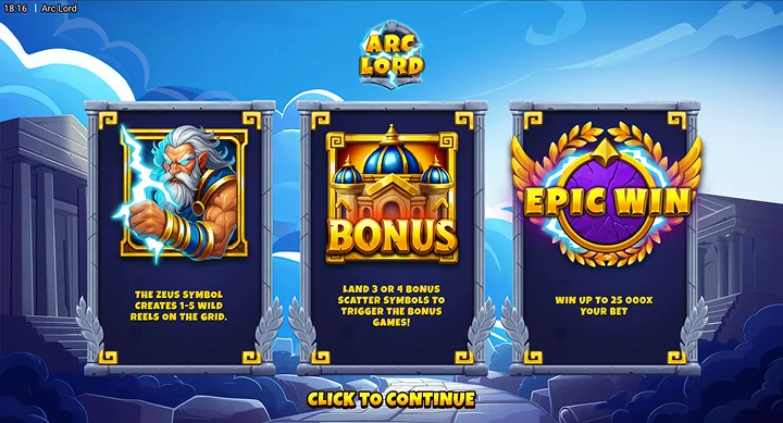 Auswahl des Spielmodus in Arc Lord